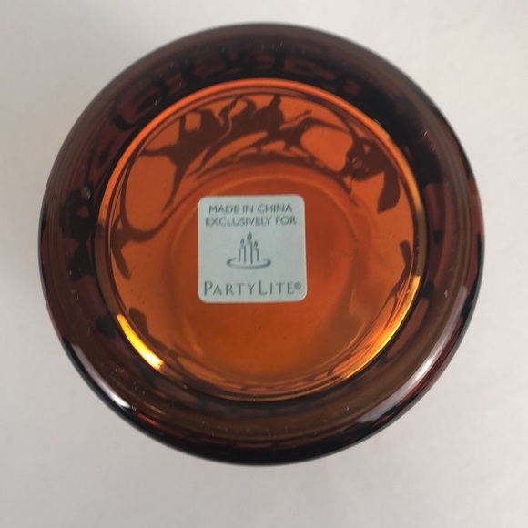 Vintage Partylite Glass tealight sunrise frost (2) Orange black elephant giraffe - Picture 4 of 7